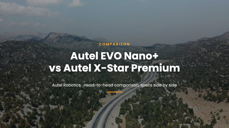 Aerial view of a road through a forest, cover for the Autel EVO Nano+ vs X-Star Premium comparison