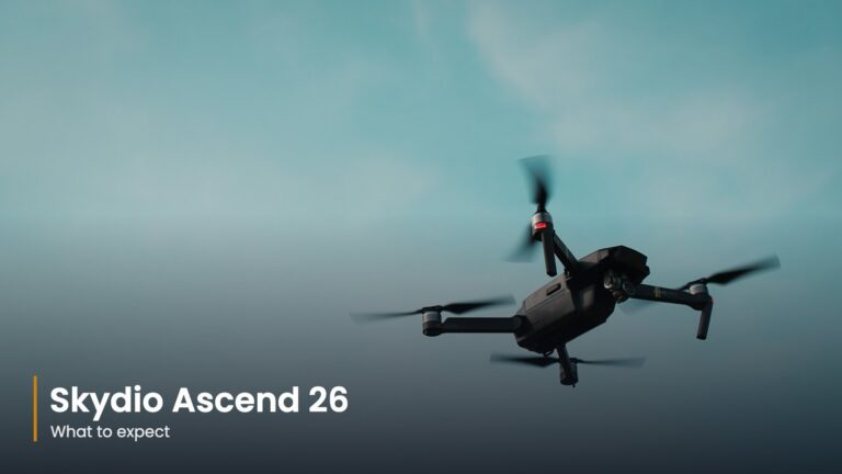 Drone flying against a teal sky