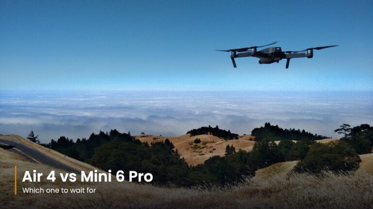 Drone flying over hills under a cloudy sky