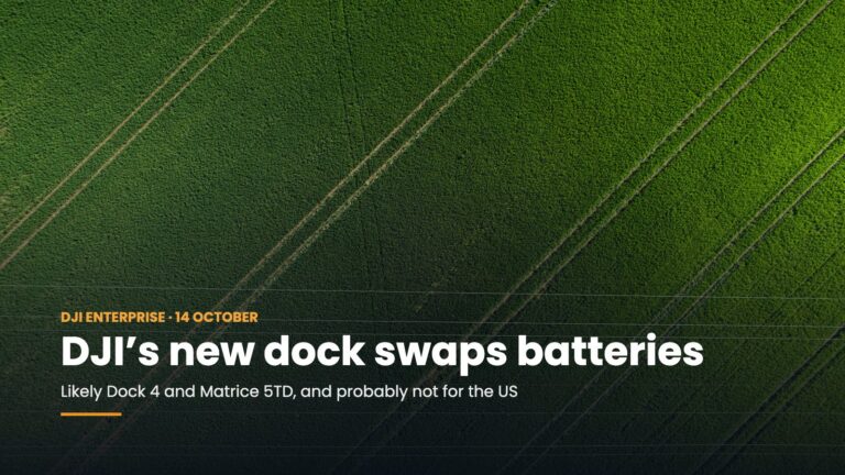 Aerial view of power lines across green fields, illustrating DJI dock drones used for power line inspection
