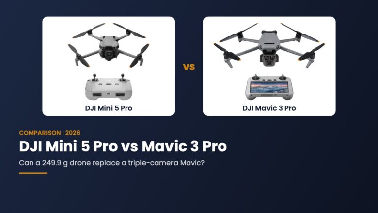 DJI Mini 5 Pro and DJI Mavic 3 Pro product photos (DJI press images)