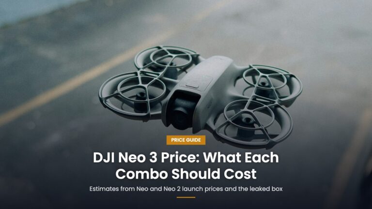 A small DJI Neo drone hovering above an open hand