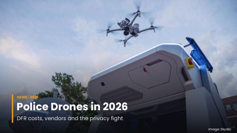 Skydio X10 drone launching from a Skydio Dock