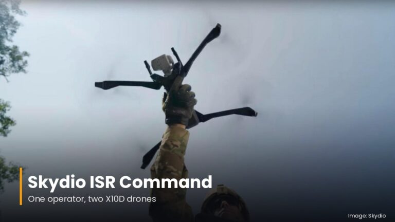 Soldier launching a Skydio X10D drone